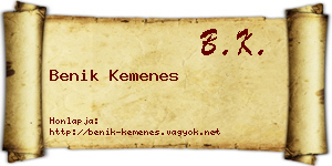 Benik Kemenes névjegykártya